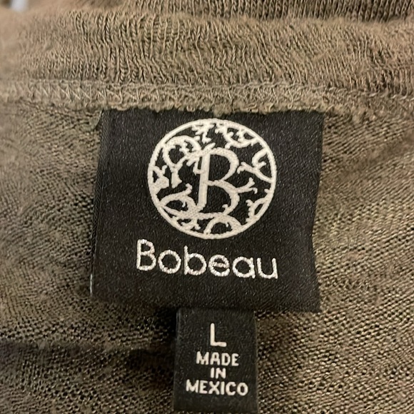 Bobeau Large Avacado green semi sheer scoop neck T shirt with tie at the bottom - Picture 6 of 6